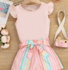 Rainbow striped 2 piece shorts