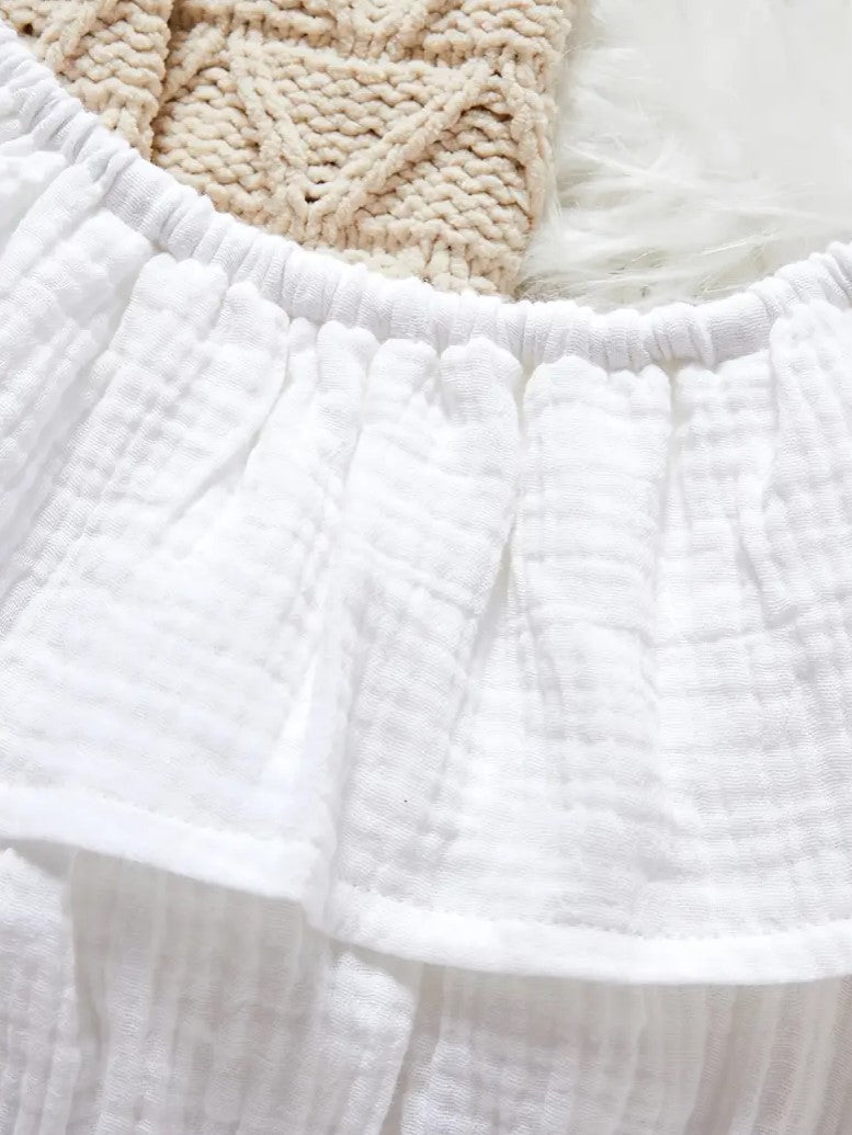 Baby Girls Ruffle Cotton Linen Romper + Headband Bodysuit Onesie Baby Clothes